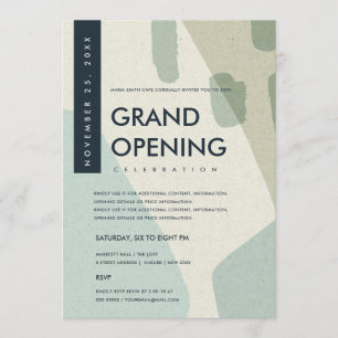 MODERNE ABSTRACTE KUNST AQUA BLAUWE GRAND OPENING  KAART