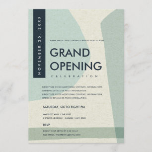 MODERNE ABSTRACTE KUNST AQUA BLAUWE GRAND OPENING  KAART