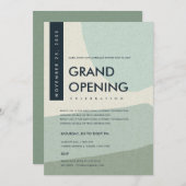 MODERNE ABSTRACTE KUNST AQUA BLAUWE GRAND OPENING  KAART (Voorkant / Achterkant)