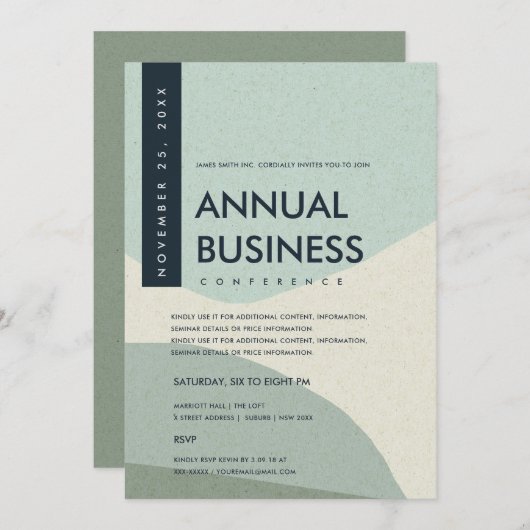 MODERNE ABSTRACTE KUNST AQUA BLUE CONFERENCE EVENT KAART (Voorkant / Achterkant)