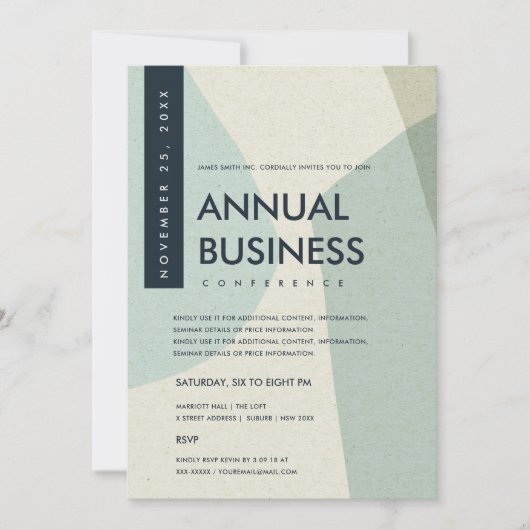 MODERNE ABSTRACTE KUNST AQUA BLUE CONFERENCE EVENT KAART (Voorkant)