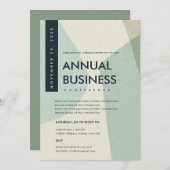 MODERNE ABSTRACTE KUNST AQUA BLUE CONFERENCE EVENT KAART (Voorkant / Achterkant)