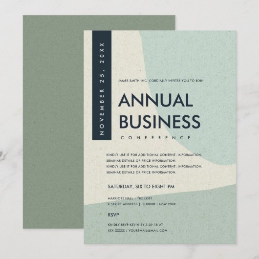 MODERNE ABSTRACTE KUNST AQUA BLUE CONFERENCE EVENT KAART (Voorkant / Achterkant)