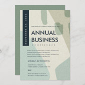 MODERNE ABSTRACTE KUNST AQUA BLUE CONFERENCE EVENT KAART (Voorkant / Achterkant)