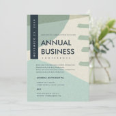 MODERNE ABSTRACTE KUNST AQUA BLUE CONFERENCE EVENT KAART (Staand voorkant)