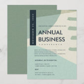 MODERNE ABSTRACTE KUNST AQUA BLUE CONFERENCE EVENT KAART (Voorkant / Achterkant)