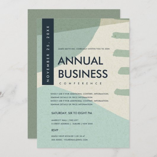 MODERNE ABSTRACTE KUNST AQUA BLUE CONFERENCE EVENT KAART (Voorkant / Achterkant)