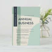 MODERNE ABSTRACTE KUNST AQUA BLUE CONFERENCE EVENT KAART (Staand voorkant)