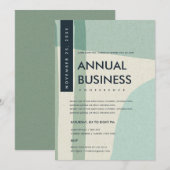 MODERNE ABSTRACTE KUNST AQUA BLUE CONFERENCE EVENT KAART (Voorkant / Achterkant)