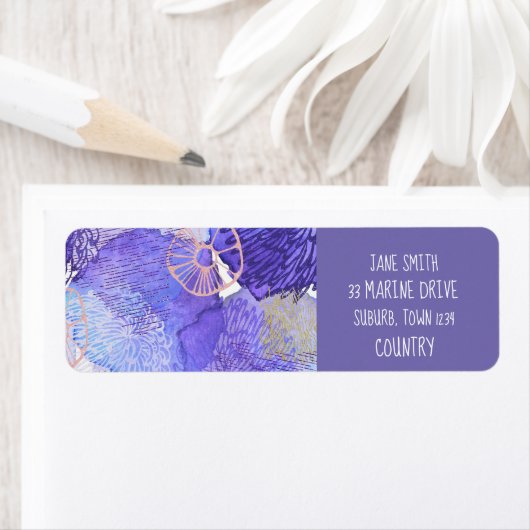 Moderne abstracte kunst blauw en paars etiket (Insitu)