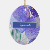 Moderne abstracte kunst blauw en paars keramisch ornament (Rechts)