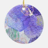 Moderne abstracte kunst blauw en paars keramisch ornament (Achterkant)