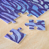 Moderne abstracte kunst blauw en paars legpuzzel (Zijkant)
