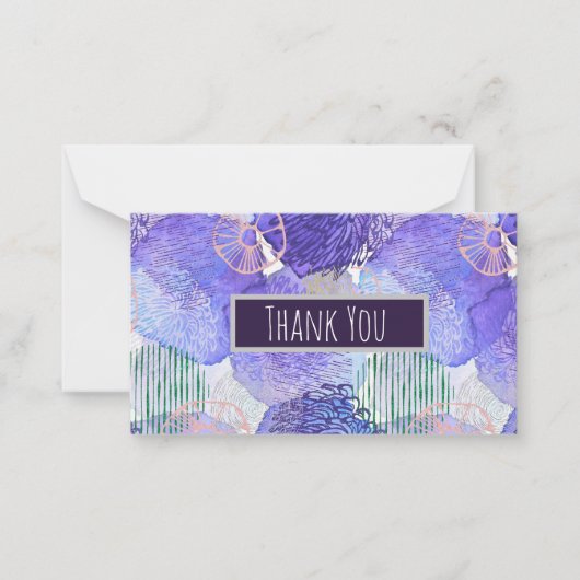 Moderne abstracte kunst blauw en paars notitiekaartje (Voorkant)