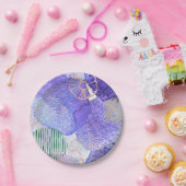 Moderne abstracte kunst blauw en paars papieren bordje (Feest)