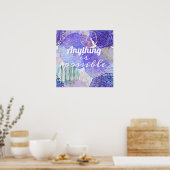 Moderne abstracte kunst blauw en paars poster (Keuken)