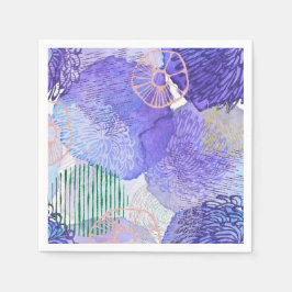 Moderne abstracte kunst blauw en paars servet