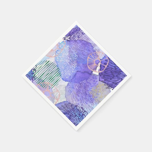 Moderne abstracte kunst blauw en paars servet (Hoek)