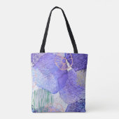 Moderne abstracte kunst blauw en paars tote bag (Achterkant)