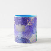 Moderne abstracte kunst blauw en paars tweekleurige koffiemok (Center)