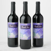 Moderne abstracte kunst blauw en paars wijn etiket (Flessen)