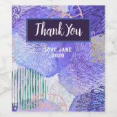 Moderne abstracte kunst blauw en paars wijn etiket (Enkel label)