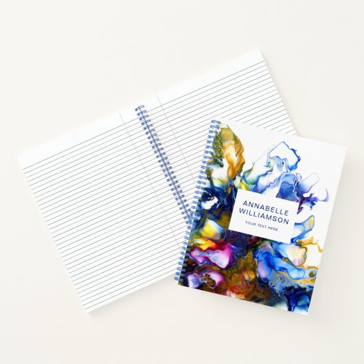 Moderne abstracte kunst blauw notitieboek (Binnen)