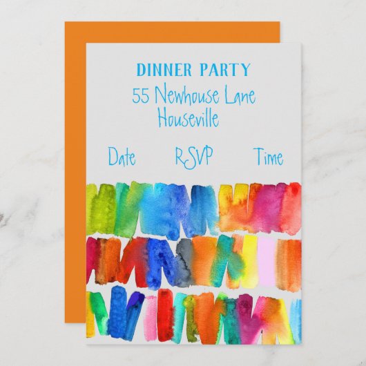 Moderne abstracte kunst Dinner Party Kaart (Voorkant / Achterkant)