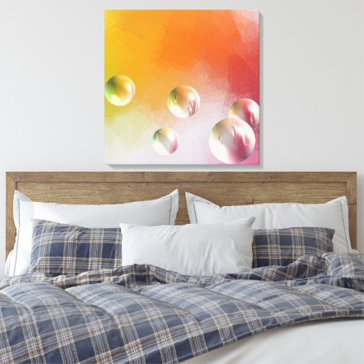 Moderne Abstracte kunst Elegant Rood Geel Groen Ro Canvas Afdruk (Insitu (Slaapkamer))