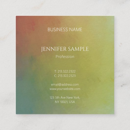 Moderne Abstracte kunst Elegante professionele Sja Vierkante Visitekaartje (Achterkant)