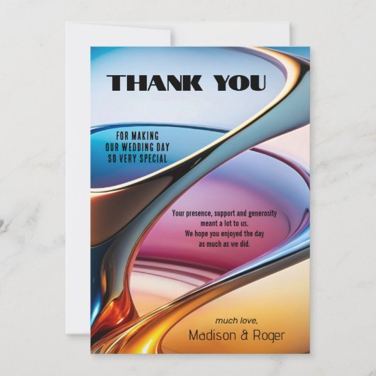 Moderne Abstracte Kunst Foto Bruiloft Bedankkaart (Voorkant)