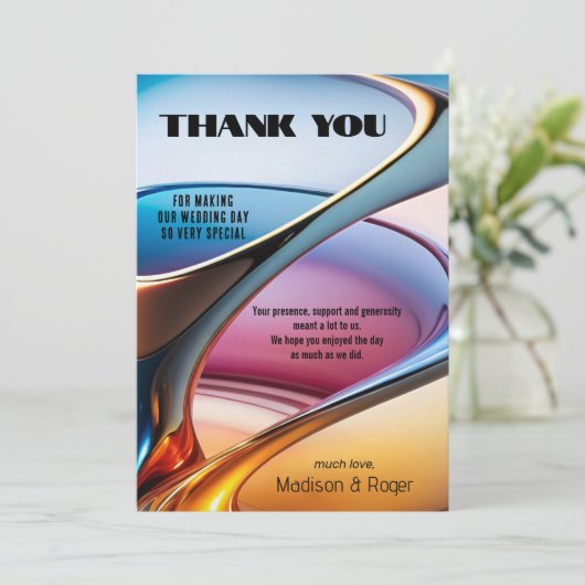 Moderne Abstracte Kunst Foto Bruiloft Bedankkaart (Staand voorkant)