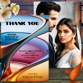 Moderne Abstracte Kunst Foto Bruiloft Bedankkaart