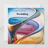 Moderne Abstracte Kunst Foto Bruiloft Kaart (Voorkant)