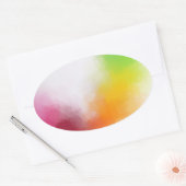 Moderne Abstracte Kunst Geel Oranje Blauw Groen Ro Ovale Sticker (Envelop)