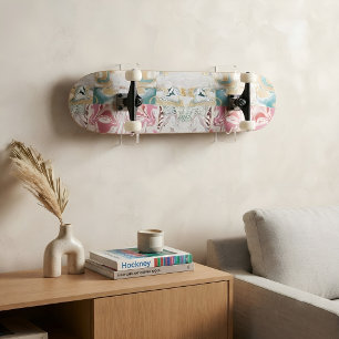 Moderne Abstracte Kunst Goud Roos & Teal Vloeibare Persoonlijk Skateboard