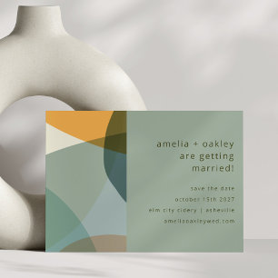 Moderne Abstracte Kunst Groen Sage Turquoise Uniek Save The Date