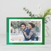 Moderne Abstracte Kunst Groene Kerst Custom Photo Feestdagenkaart (Staand voorkant)