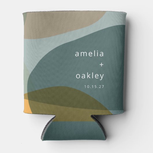 Moderne Abstracte Kunst Groene Sage Blauwgroen Aan Blikjeskoeler (Voorkant)