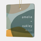 Moderne Abstracte Kunst Groene Sage Blauwgroen Aan Keramisch Ornament (Links)