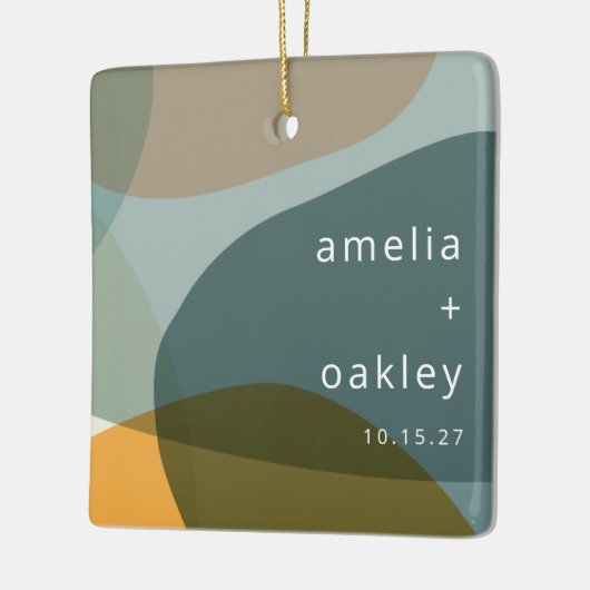 Moderne Abstracte Kunst Groene Sage Blauwgroen Aan Keramisch Ornament (Links)