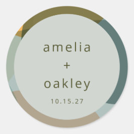 Moderne Abstracte Kunst Groene Sage Blauwgroen Aan Ronde Sticker