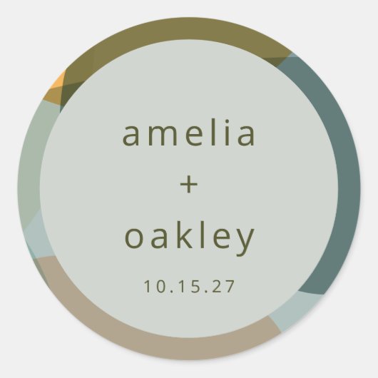 Moderne Abstracte Kunst Groene Sage Blauwgroen Aan Ronde Sticker (Voorkant)