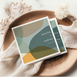 Moderne Abstracte Kunst Groene Sage Blauwgroen Aan Servet