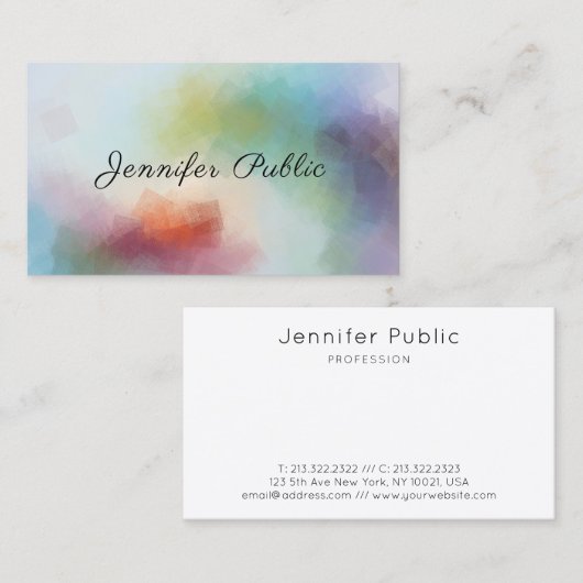 Moderne Abstracte kunst handgeschreven elegant scr Visitekaartje (Voorkant / Achterkant)