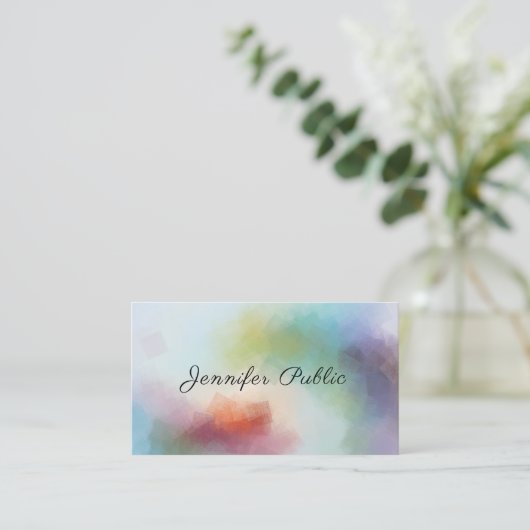 Moderne Abstracte kunst handgeschreven elegant scr Visitekaartje (Staand voorkant)