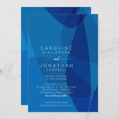 Moderne Abstracte kunst in blauwe, unieke weddensc Kaart (Voorkant / Achterkant)