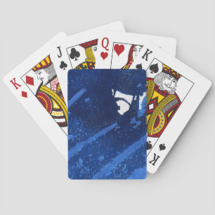 Moderne abstracte kunst in koele onderwaterblues pokerkaarten