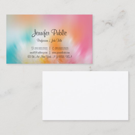 Moderne Abstracte kunst Kleurrijk trendy design El Visitekaartje (Voorkant / Achterkant)