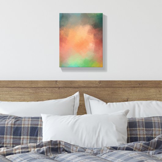 Moderne Abstracte kunst kleurrijk zwart rood blauw Canvas Afdruk (Insitu (Slaapkamer))